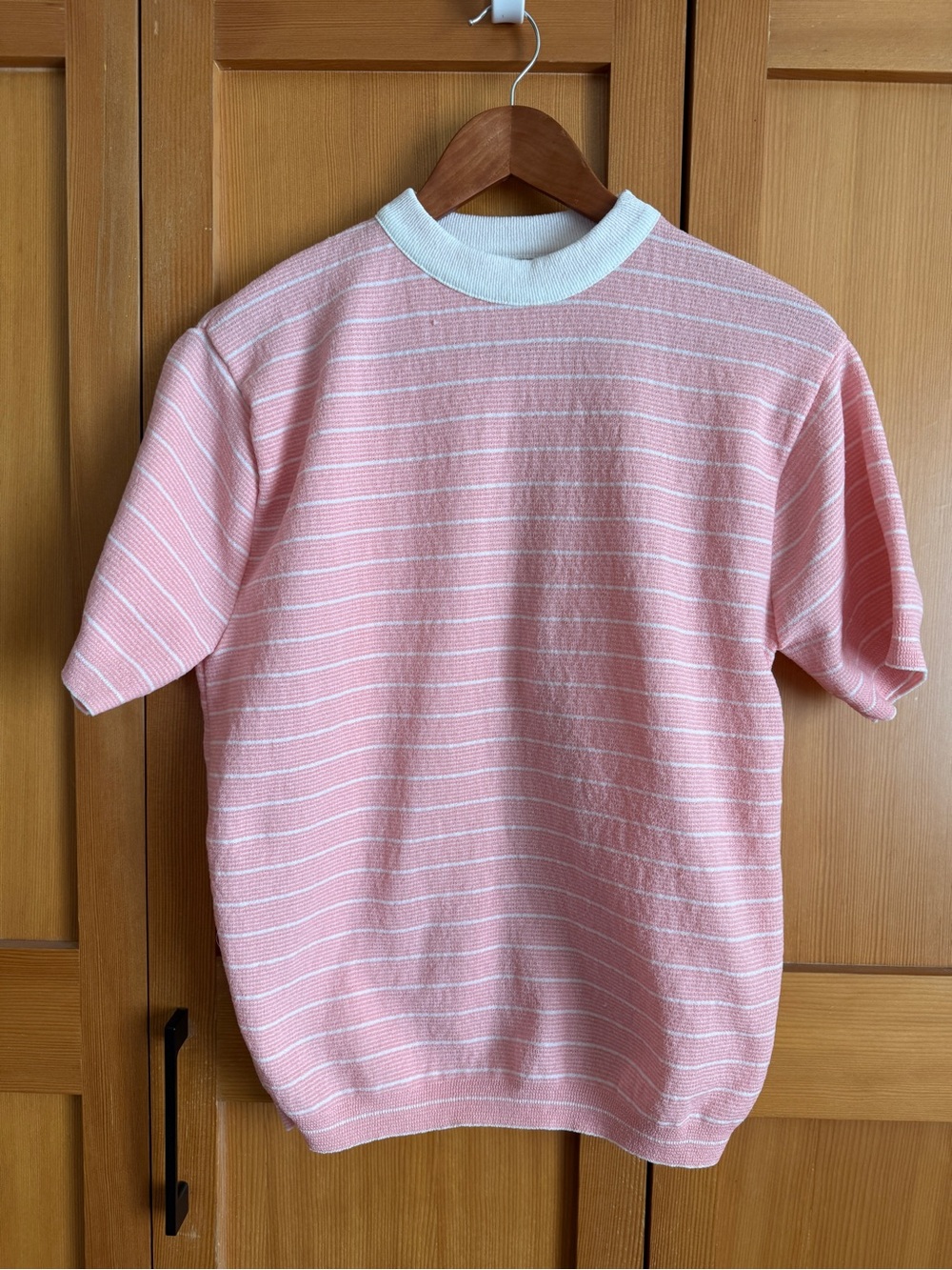 90s Montgomery Ward L Pink & White Striped Knit Top